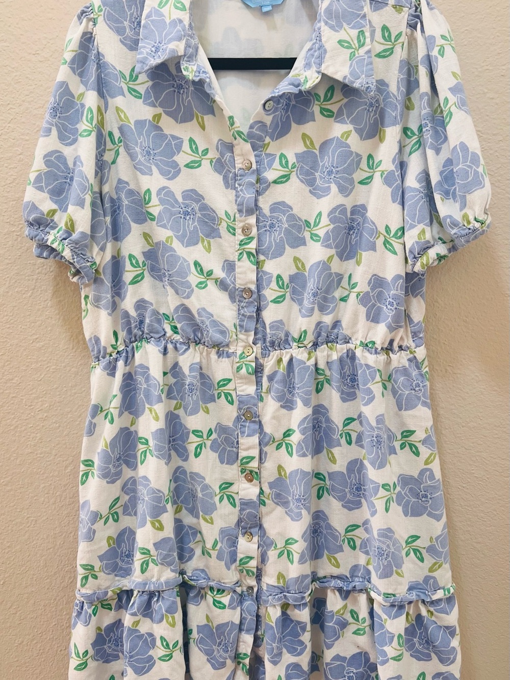 Draper James RSVP Sky Floral Puff Sleeve Shirt Dress - XL